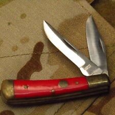 Vintage Pocket Knife Brass Wood w/sheath5”Stainless Steel Blade