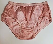 Vintage Pink Panties Floral Nylon Lace Granny Polyester Brief Size 8 Hip  42-45