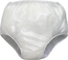 Incontinent, Autistic Plastic Pants in Adult Sizes, CLASSIC MILKY WHITE